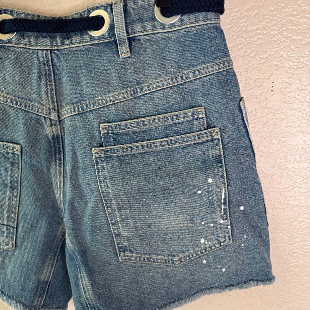 Free People Moxie Barrel Shorts We The Free Rope Tie Slouchy Blue Denim 27 NEW - Picture 9 of 14